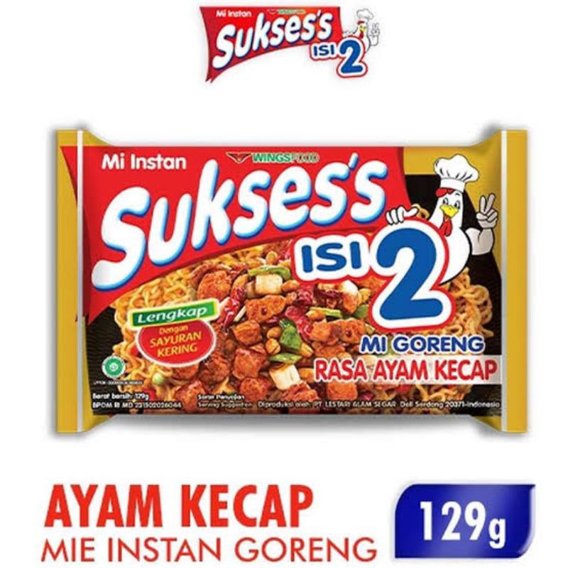 

NOODLES/MIE INSTANT SUKSES ISI 2 GORENG RASA AYAM GORENG KECAP SATUAN/ECER