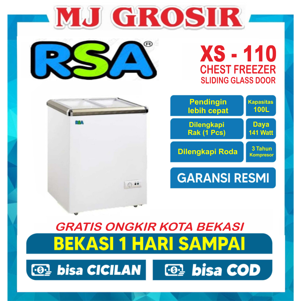 RSA XS 110 / UFH 100 / AQF 157 / 120 SDF CHEST FREEZER BOX SLIDING 100 L LEMARI PEMBEKU BY GEA