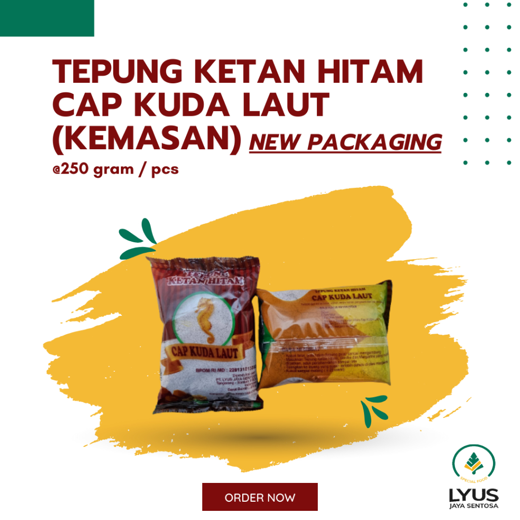 

Tepung Ketan Hitam Cap Kuda Laut @250g (kemasan)