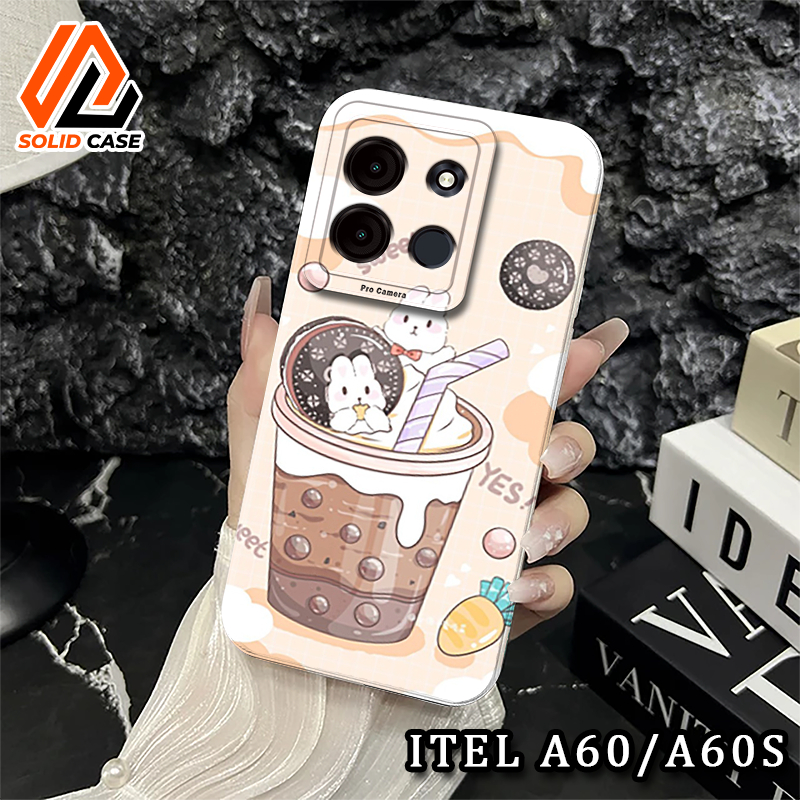 Case Itel A60 /A60S  Terbaru 2023- Casing Hp Itel A60 /A60S [Cute Boba] Softcase Procamera Full Sili