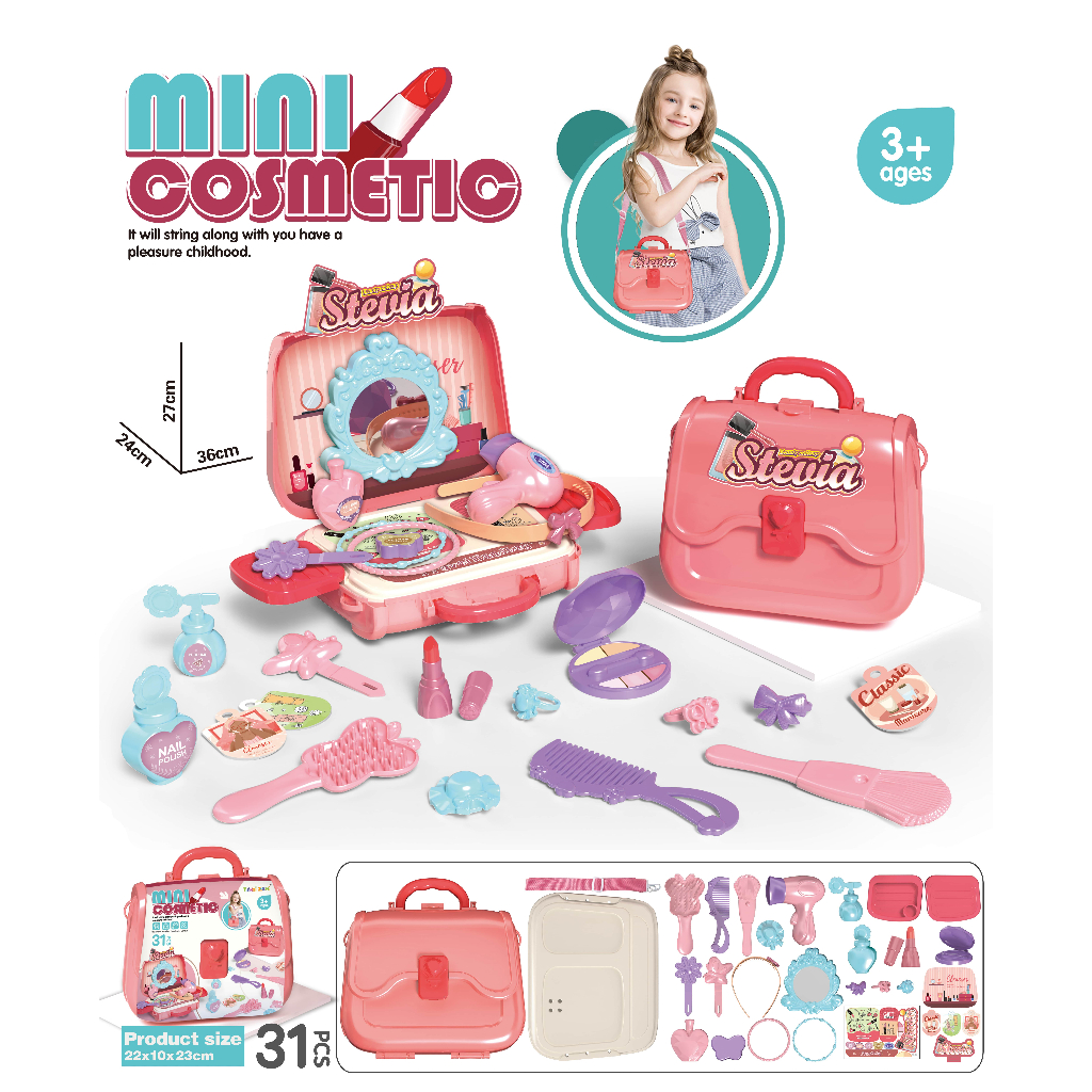 Mainan Anak Cewek - Mainan Anak Makeup Tas - Mainan Komestik Anak Bentuk Tas - Perempuan Makeup Main