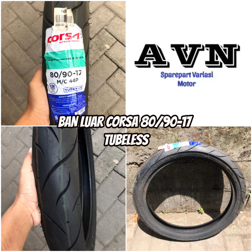 BAN LUAR CORSA 80/90-17 TUBETYPE / NON TUBLESS || BAN LUAR MOTOR RING 17 80/90-17 CORSA NON TUBLESS