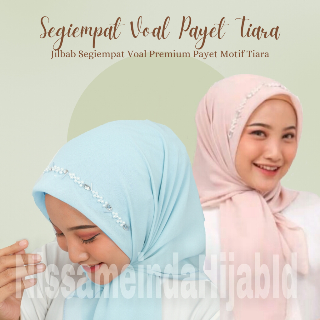 Jilbab Segi Empat Voal Payet/Hijab Kondangan Bridesmad/Jilbab Kerudung Lamaran Wisuda Premium