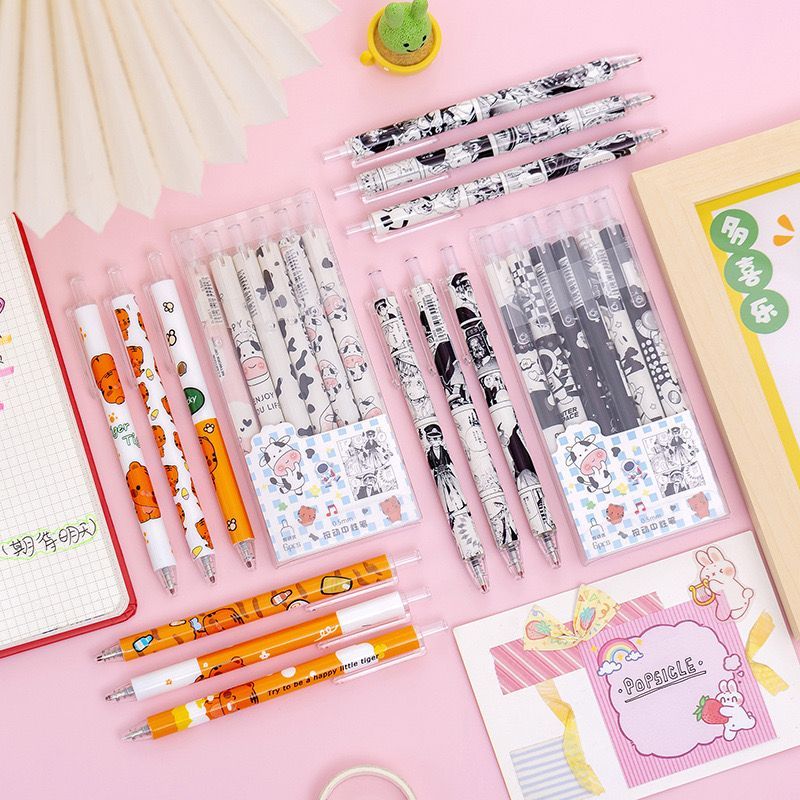 

#DS119 (1 BOX ISI 6 PCS) Pulpen Mekanik Gel Set Tinta Hitam Motif Cartoon / Pena Mekanik Gel Cair Aesthetic Korean / Bolpoin Tip 0.5mm Super Lancar