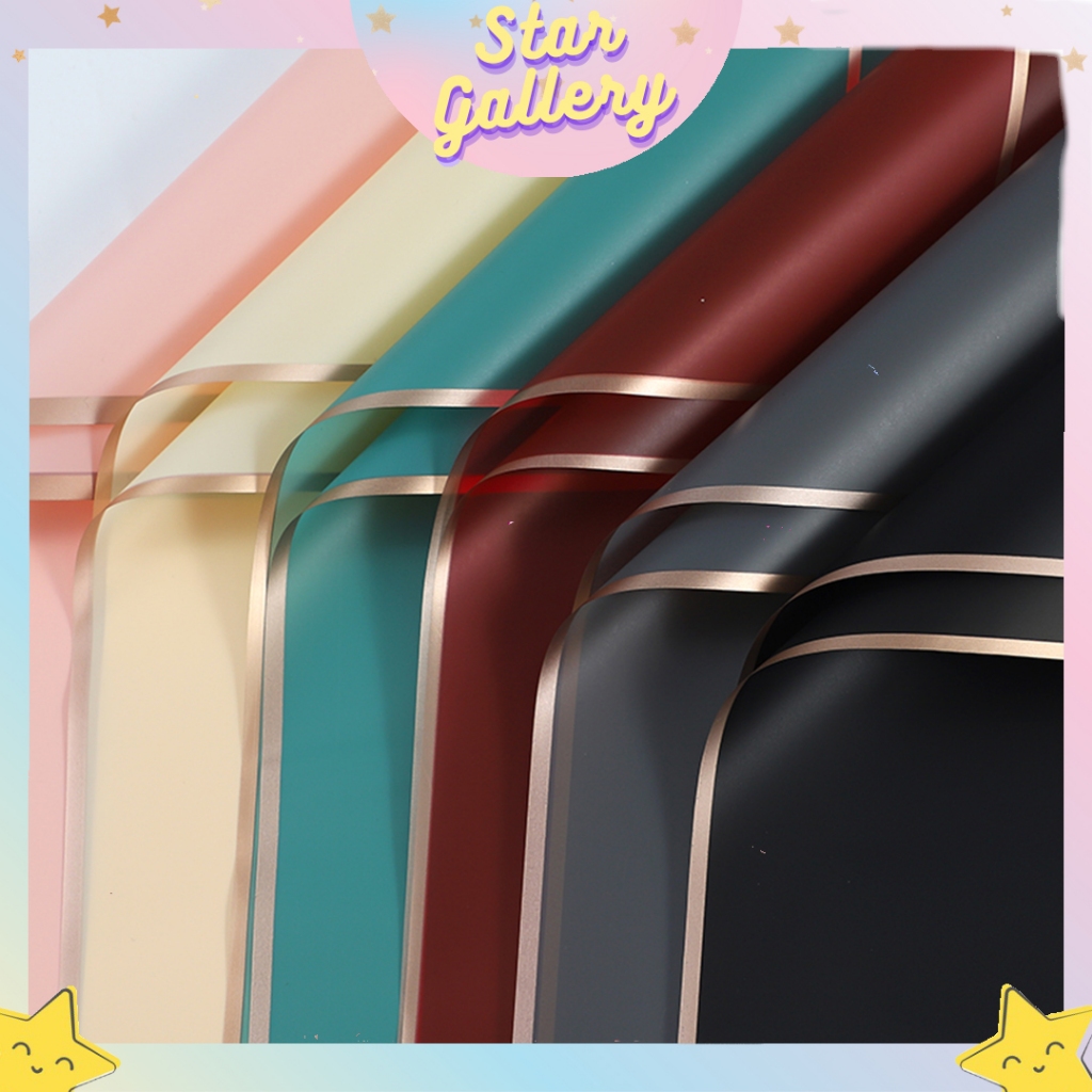 

Kertas Buket Bunga Flower Wrapping List Gold Cellophane Florist KB6068