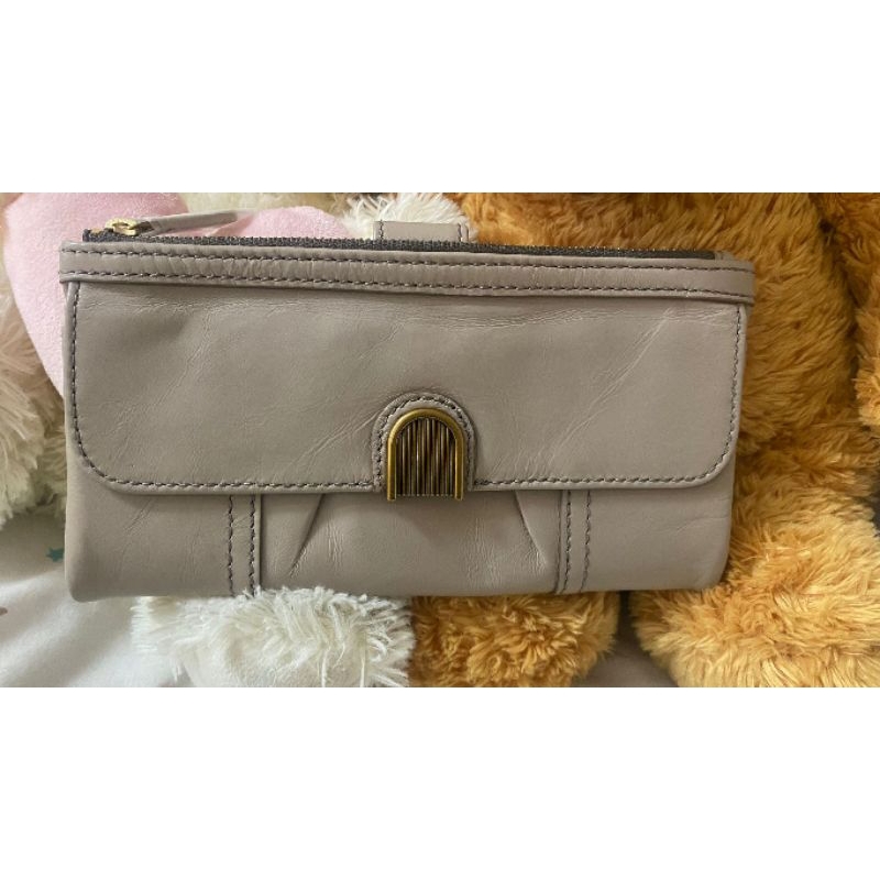 Dompet FossiI Madison Zip Clutch Taupe/tan