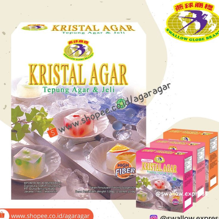 

Terlaku KRISTAL AGAR JELLY SWALLOW GLOBE Sekotak Isi 12 Sachet