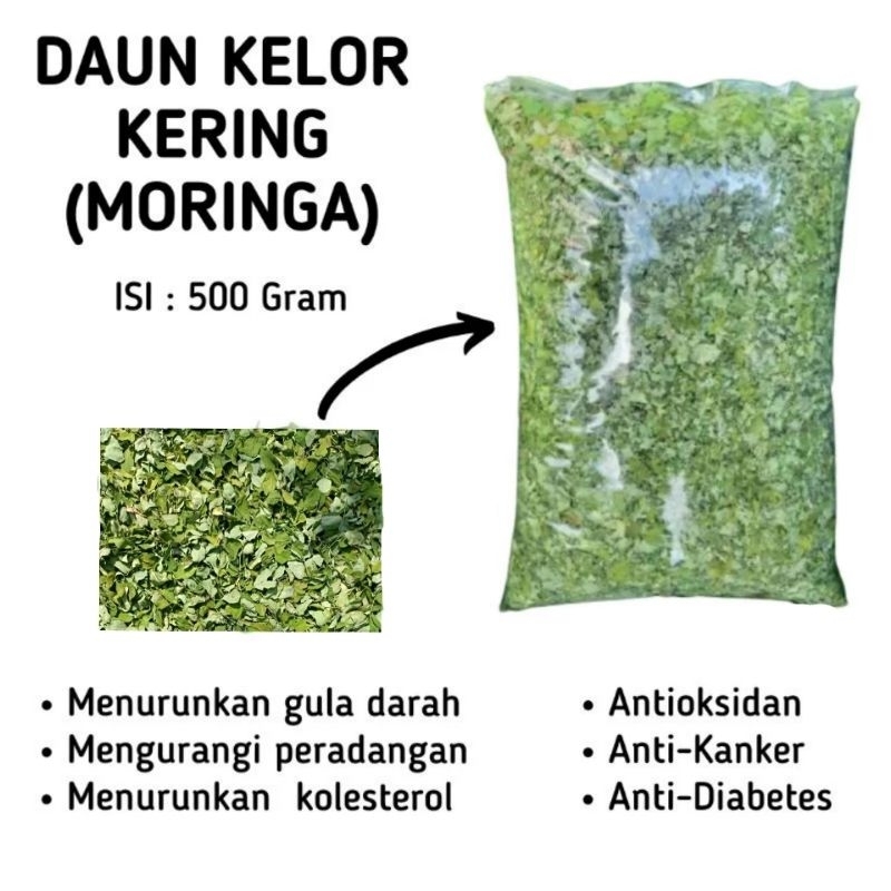 

Daun Kelor kering hijau (moringa) kemasan 500gram