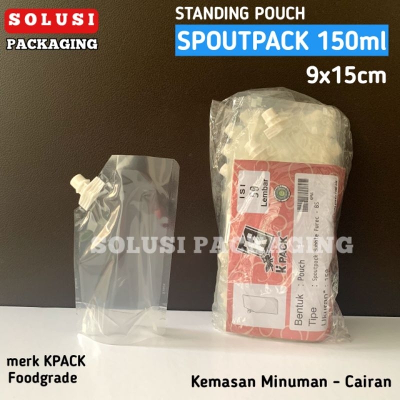 isi 50 SPOUTPACK 150ml KPACK STANDING POUCH SPOUT BENING KEMASAN PLASTIK MINUMAN CAIRAN MINYAK SUSU 