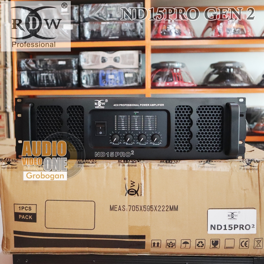 Power RDW ND15PRO Gen 2 Power Amplifier Class H 2 x 1500 Watt 8 Ohm Bonus Packing Kayu