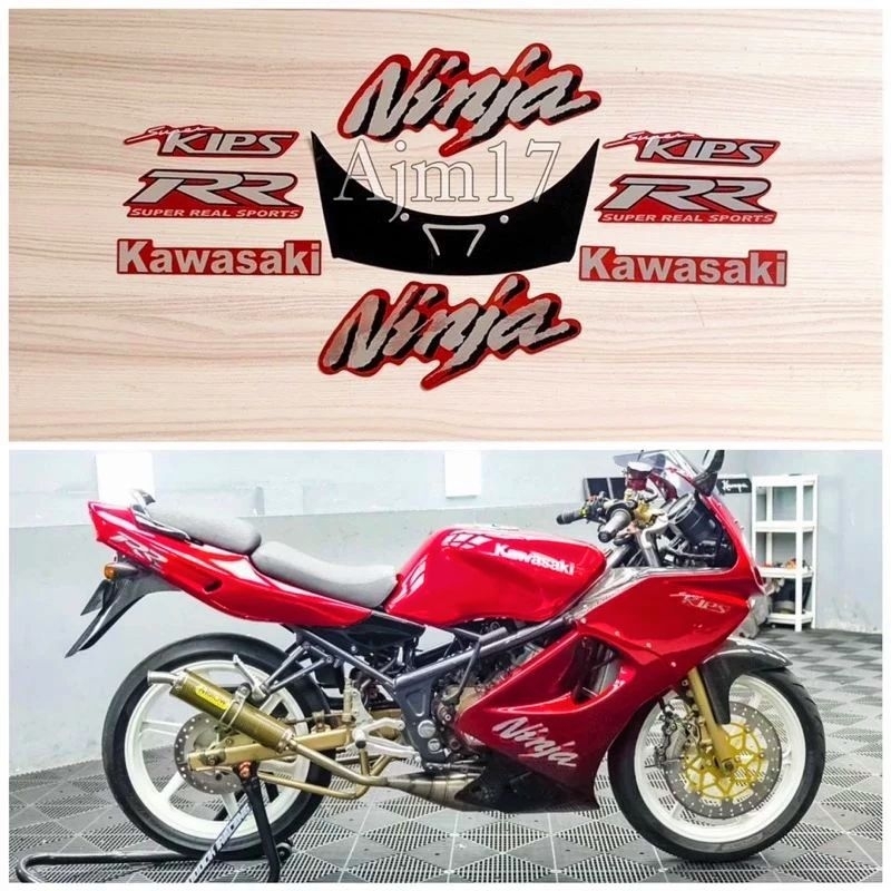 Striping lis sticker standar ORI Kawasaki ninja rr 2008 merah stiker ninja rr merah 2008