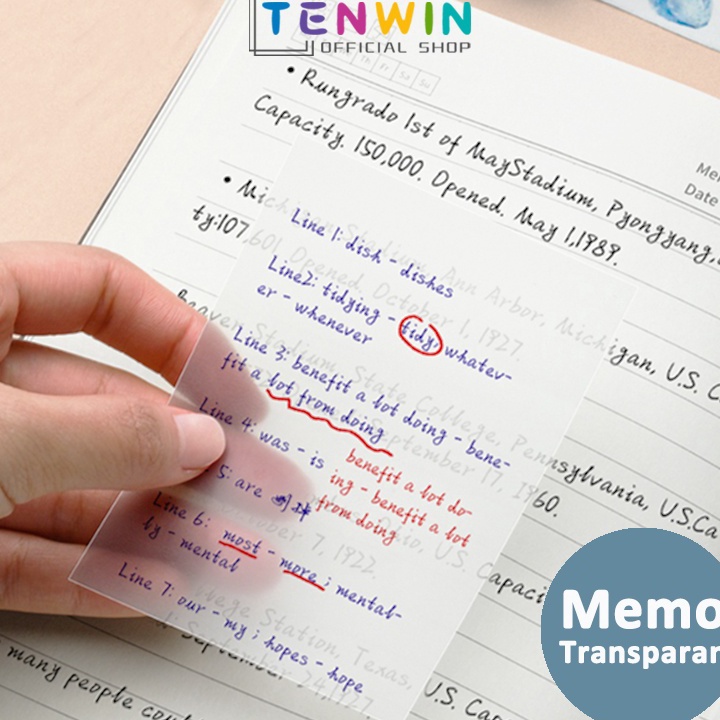 

Best Memo koreksi stiker label postit transparan Sticky Notes Transparan 5 lembar Tahan Air Untuk Kantor Plastik Dapat Ditulis Permukaan Halus Sticky Note TransparentTenwin