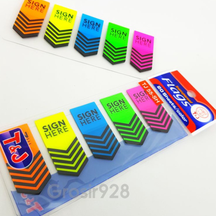 

Stok Banyak Sticky Notes Memo Flags Sign Here TJ Plastik Warna Warni TJ 55SH Murah