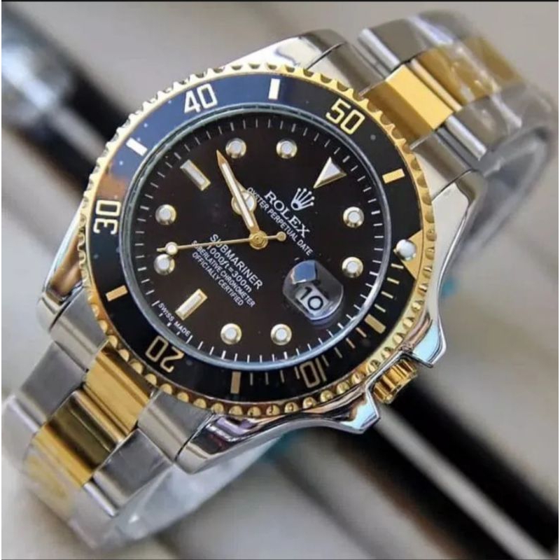 Jam Tangan Pria Rolex Original Tali rantai Tanggal Aktiv  Analog Jam Tangan pria anti air terbar