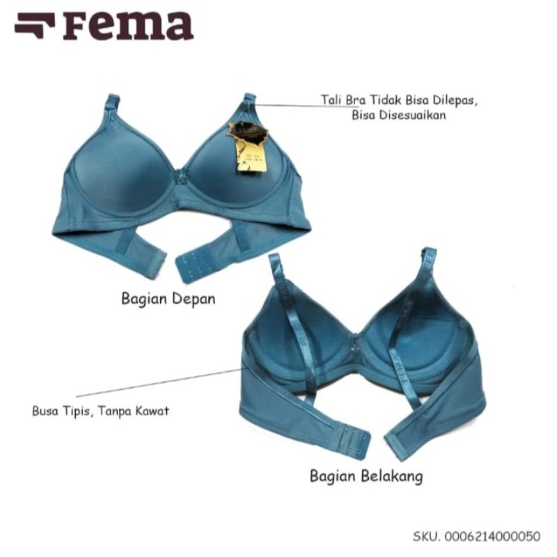 BRA/BH Fashion Wanita FEMA A5, BH FEMA Caci 2 cup Seri kecil, BH Busa Tanpa Kawat