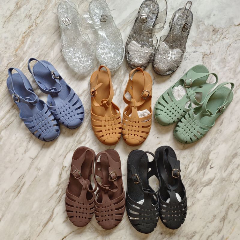 NO BRAND Possession Glitter Transparan Bening Jelly Sepatu Sandal Korea Import Anti-slip