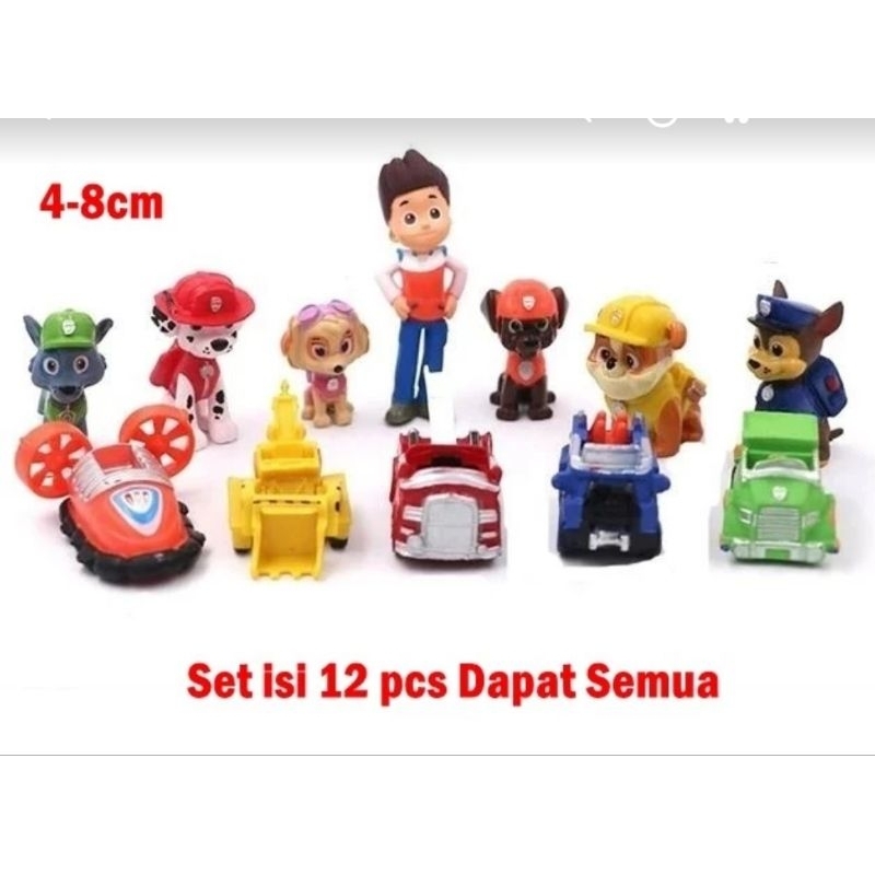 Action Figure Mainan Topper Kue Paw Patrol Set Isi 12 Pcs