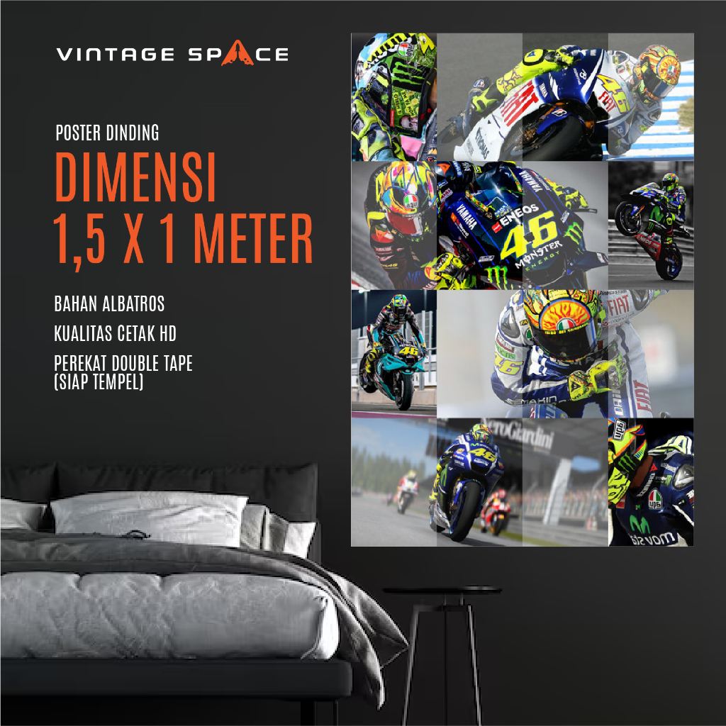 Wallpaper dinding Rossi / poster V Rossi/ wallpaper Valentino Rossi