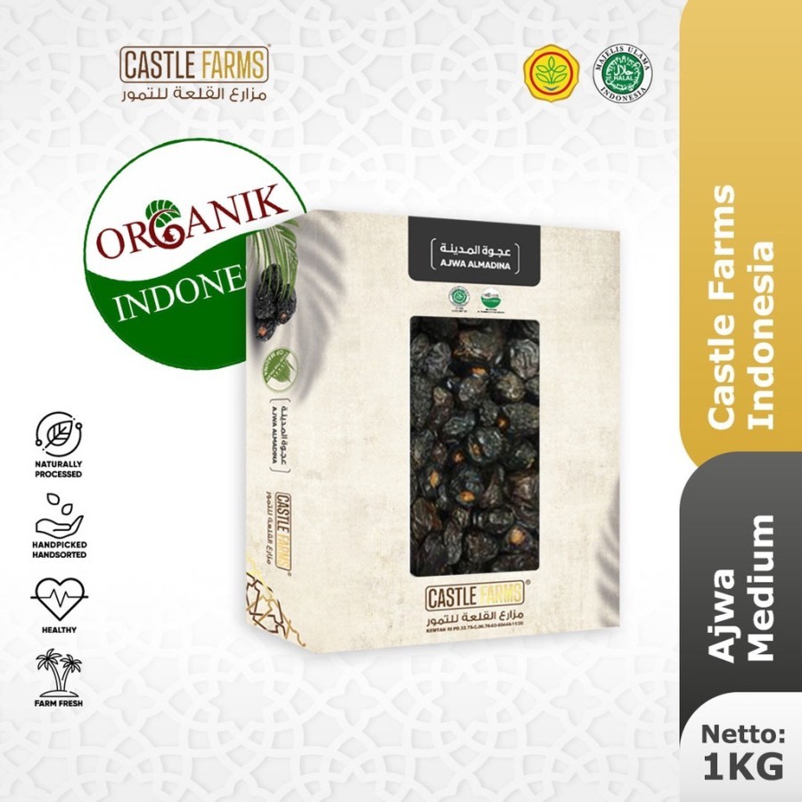 

KURMA AJWA CASTLE FARMS 1kg ORGANIK PREMIUM Box Ajwah Azwa Medina Aliyah Korma Nabi CastleFarm