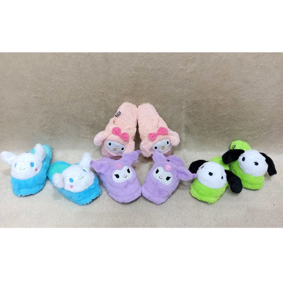 Sandal Slop kepala Boneka My Melody & Friends Kuromi Melody Cinamaroll
