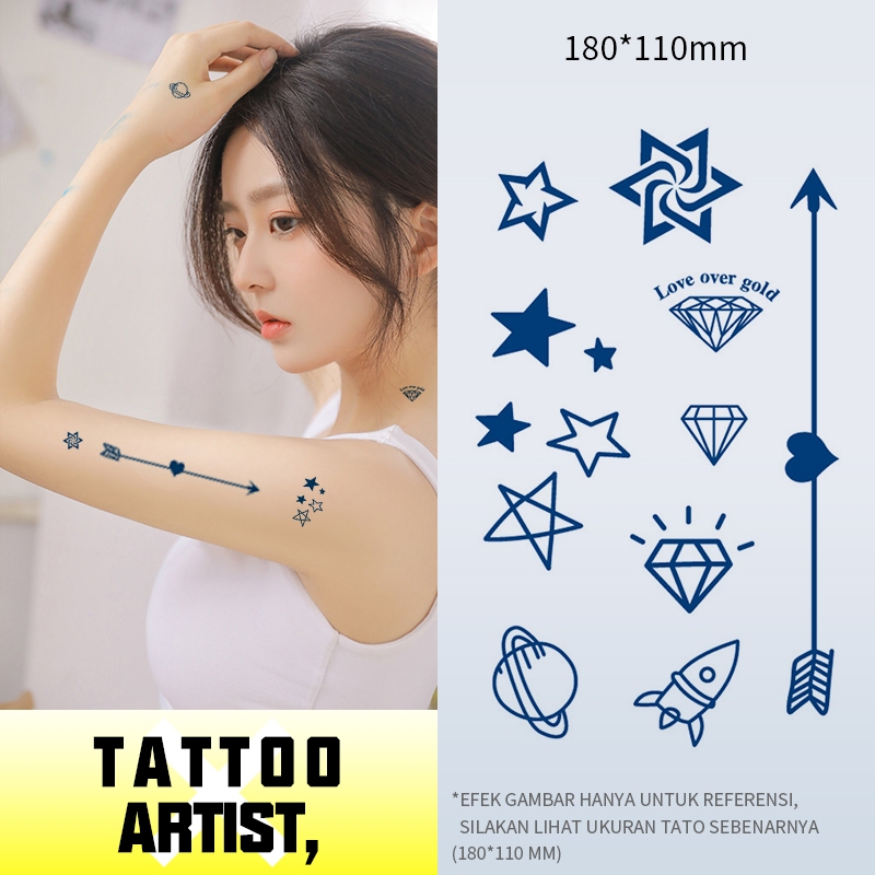 tato,tatto,bintang, panah, berlian,tato temporer,tato temporer, tahan 15 hari, tahan air, tinta buah