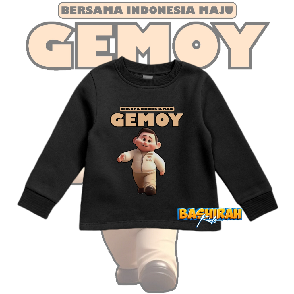BAJU KAOS ANAK PRABOWO GEMOY LENGAN PANJANG KAOS ANAK PRABOWO GEMOY