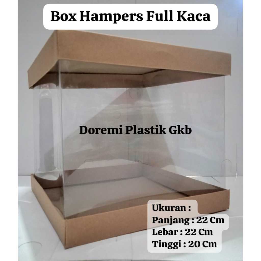

[ Ecer ] Box Hampers Full MIka 22x22 Cm / Box Hampers / Box Kotak Transparan / Kotak Kue Mika