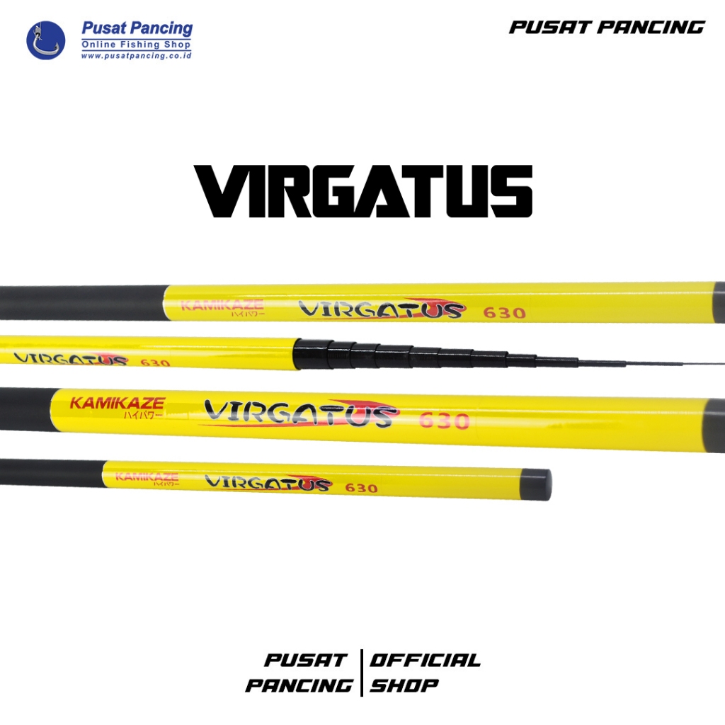 PUSATPANCING5 - Joran Pancing Tegek Kamikaze Virgatus 240cm - 720cm Carbon Tegek Ruas Pendek