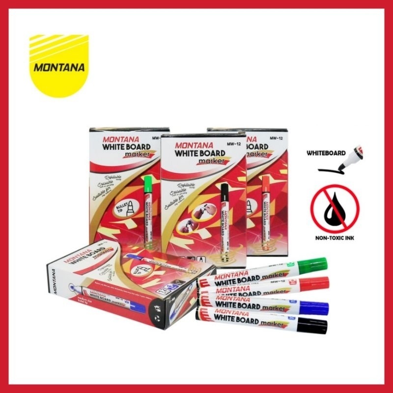 

1 pcs Spidol Whiteboard MW - 12 Montana Warna Hitam bisa di hapus bisa refill isi ulang MW12