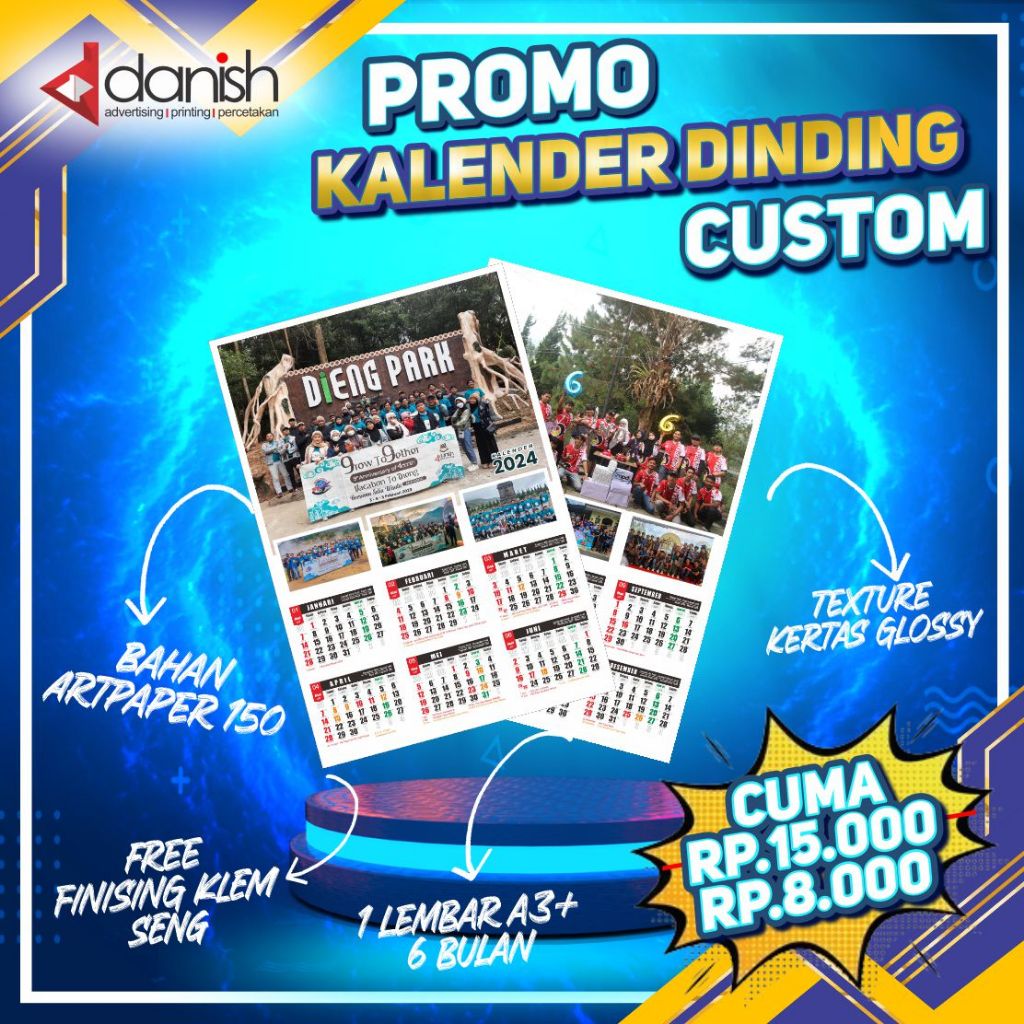 

KALENDER 2024 CUSTOM KALENDER DINDING ISI 2 LEMBAR/1 lembar 6 bulan