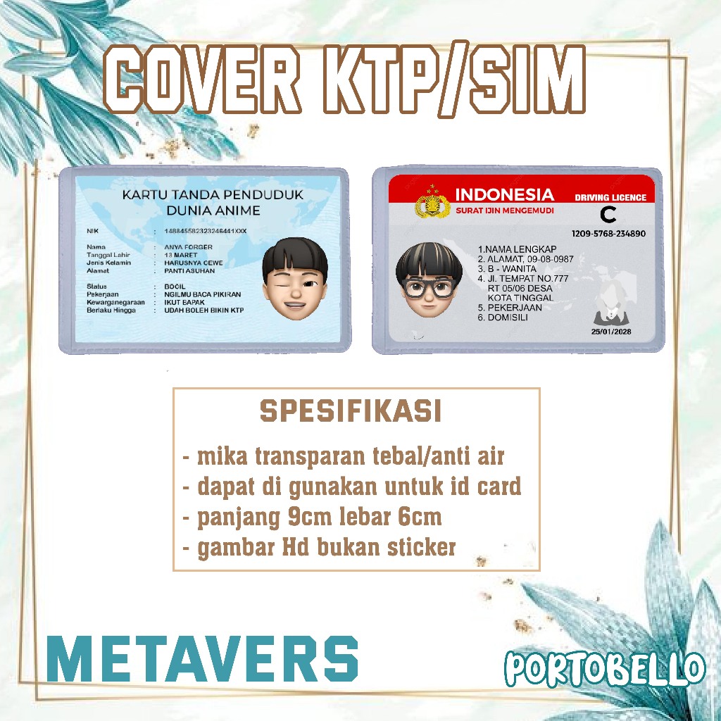 Cover Pelindung Kartu Identitas KTP SIM Karakter Metavers