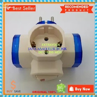 G224 ORIGINAL Colokan listrik kepiting 3 in1 saklar lampu Steker Cabang on off stop kontak listrik