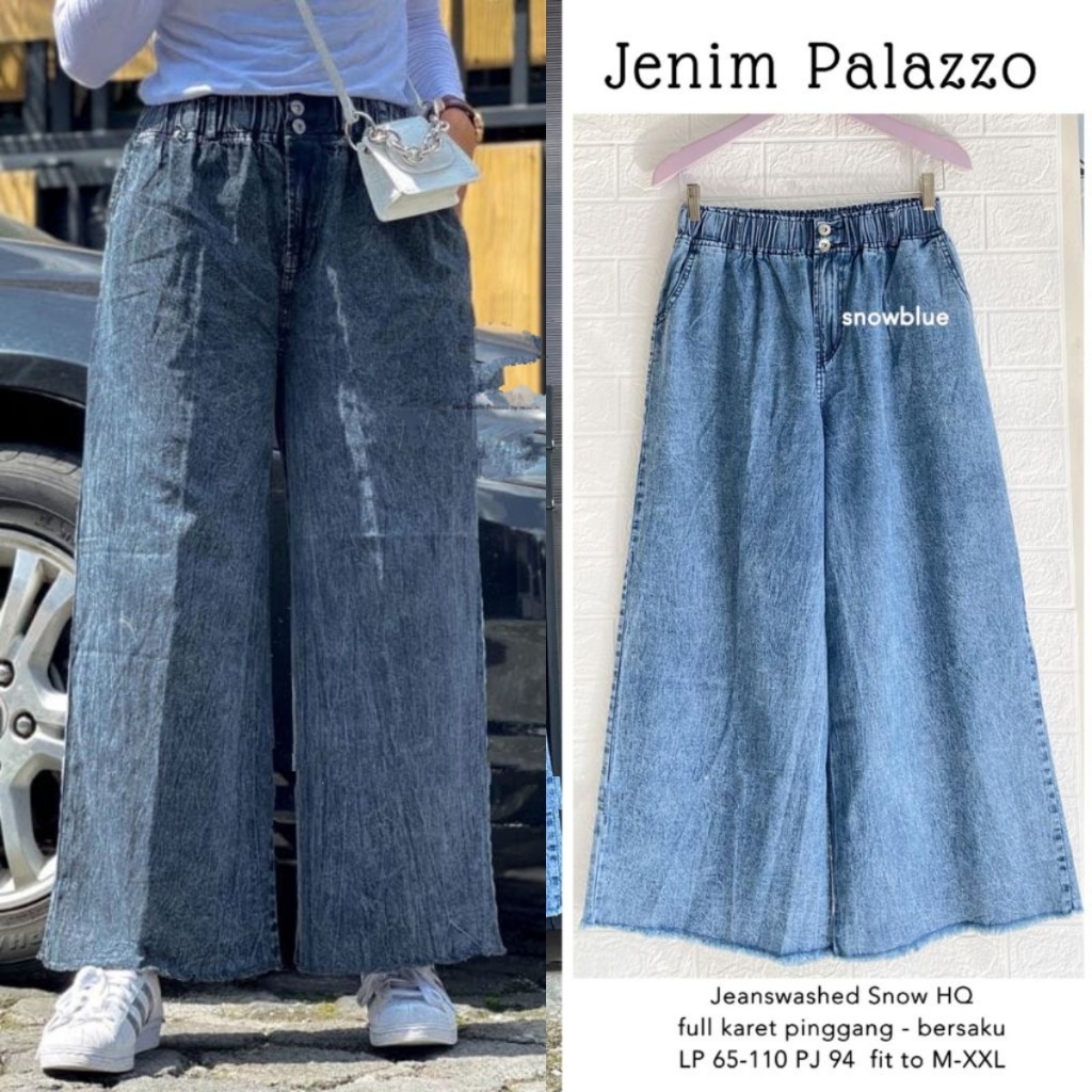 Jenim Palazzo - Celana Kulot Jeans Rawis Kekinian - Kulot Jeans Kancing 2