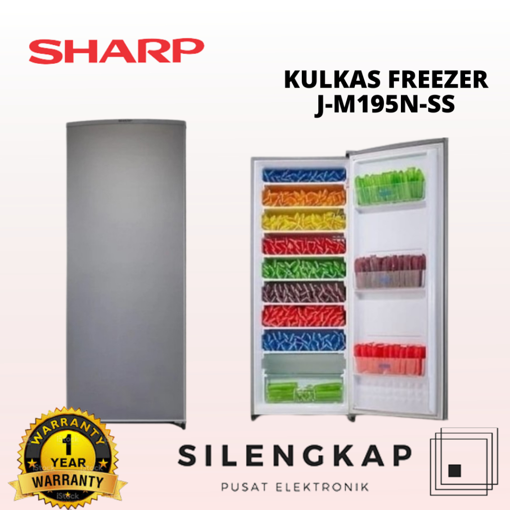 Sharp Freezer Es Batu 8 Rak FJM 195 / FJ-M195N-SS / FJM195 / FJM 195N