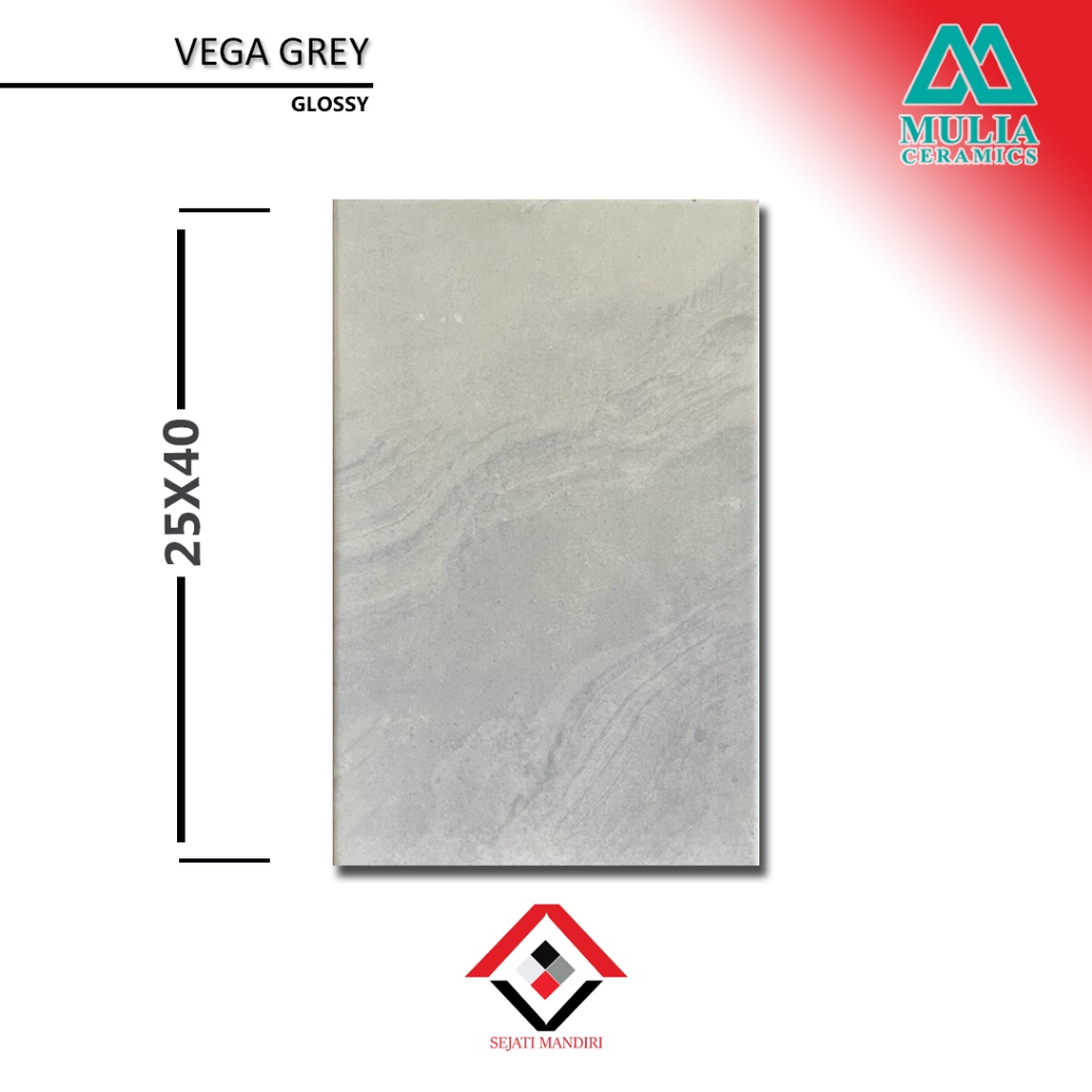 keramik 25x40 - motif marble glossy - mulia vega grey