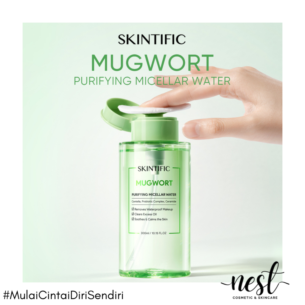 NEST COSMETIC - SKINTIFIC Mugwort Purifying Micellar Water Cleansing Oil/Clean and Clear/Soothes and Calms Skin/Melindungi skin barrier kulit sensitif 75ml/300ml