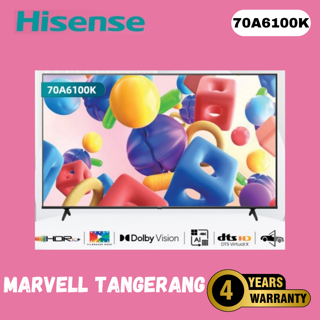 HISENSE 70A6100K TV Led 70 inch 4K UHD Android Smart Tv Bezelles