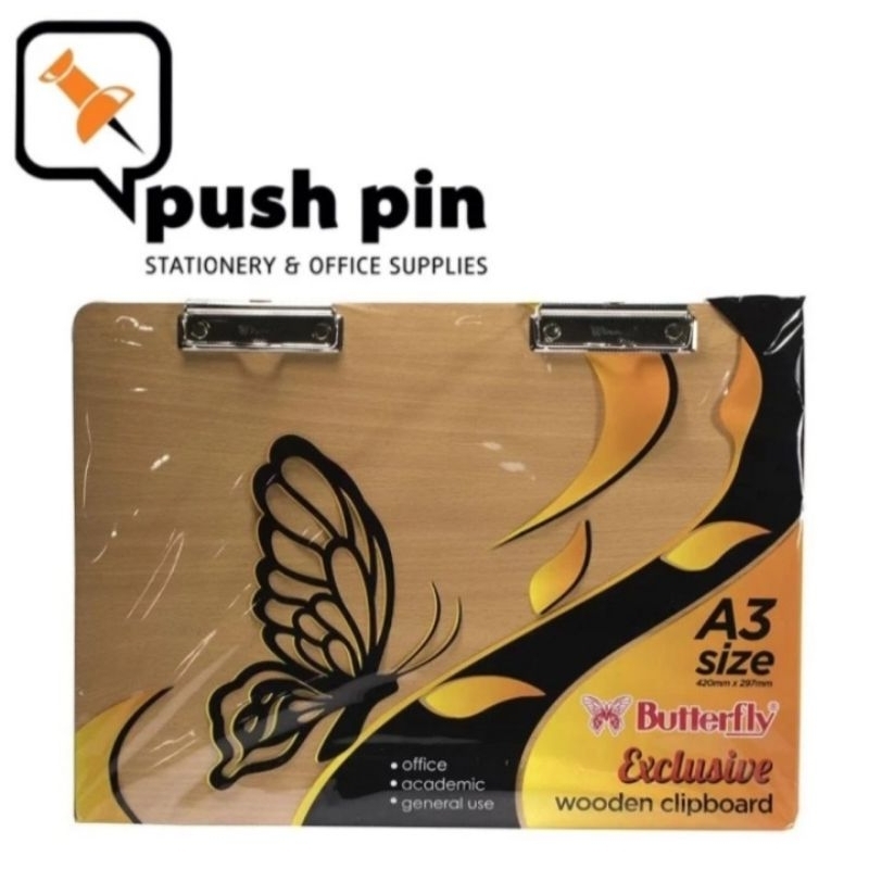 

Butterfly Clipboard Wooden / Papan Ujian Jalan A3