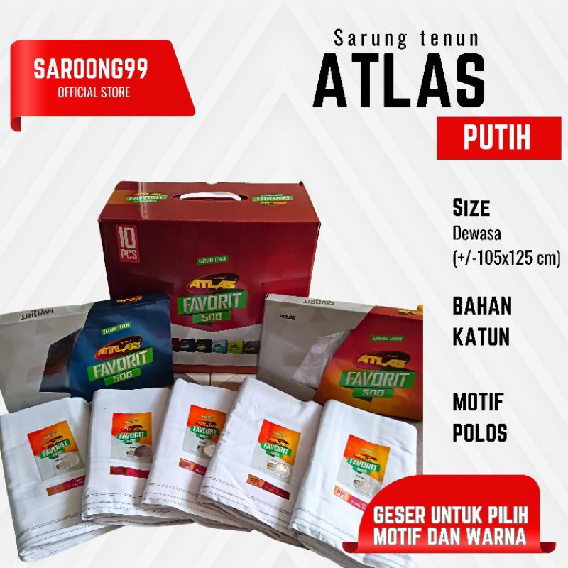 Sarung atlas putih polos favorit premium 750 terlaris murah berkualitas