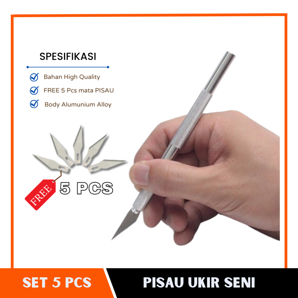 

Pisau Ukir Free Refill Paket Pen Cutter Pisau Potong Kertas Kecil Stiker Alat Pemotong Akrilik HPL PCB PVC Sheet Paper Cutting High Grade Metal Knife