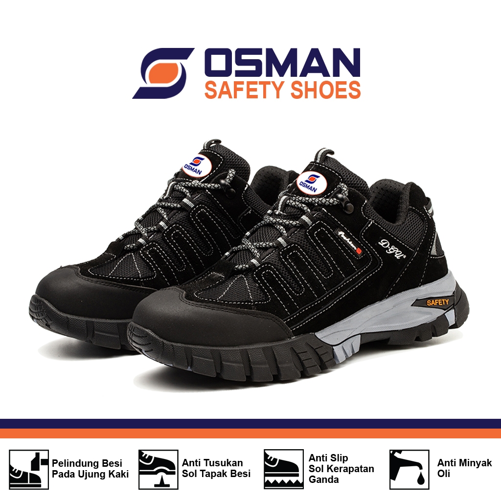 Safety OSMAN Shoes Sepatu Safety Osman OS-355 Low Cut Ujung Besi Hitam