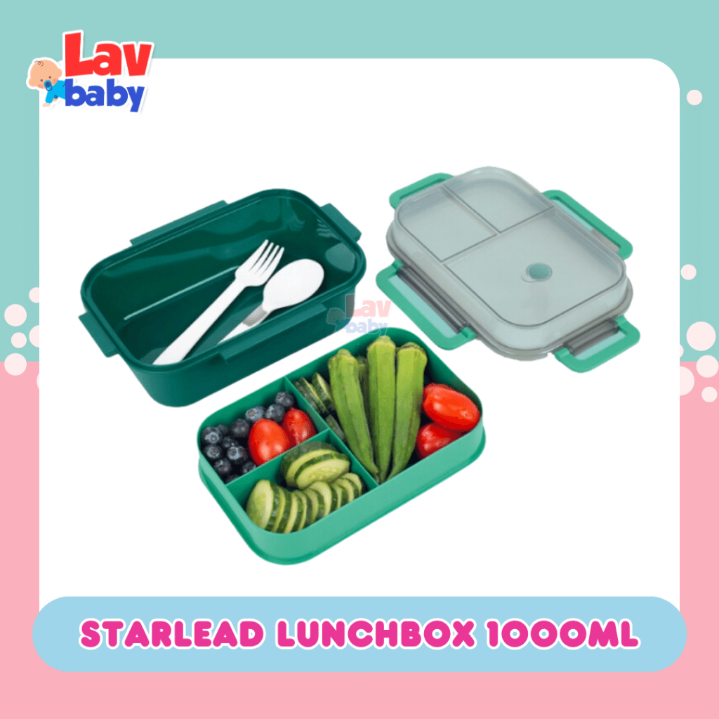 1L - Lunch Box Plastik lunchbox Kotak Makan 3 sekat 1000ml 1L