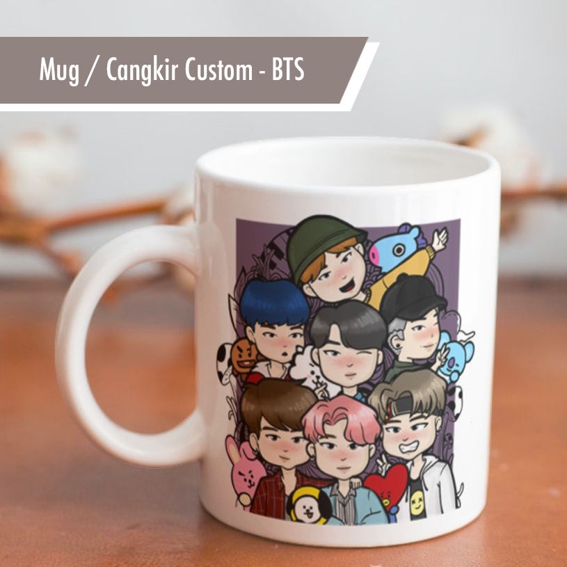 Custom Mug / Cangkir / Gelas - BTS cartoon