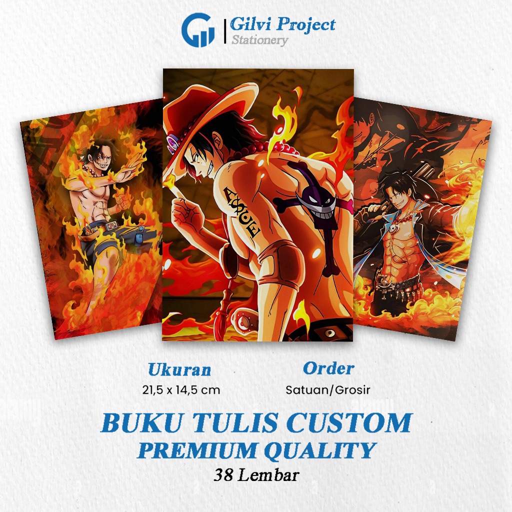 

Buku Tulis Ace One Piece / Buku Tulis Sekolah / Buku Tulis Catatan Notes Agenda Planner Jurnal Notebook Anime