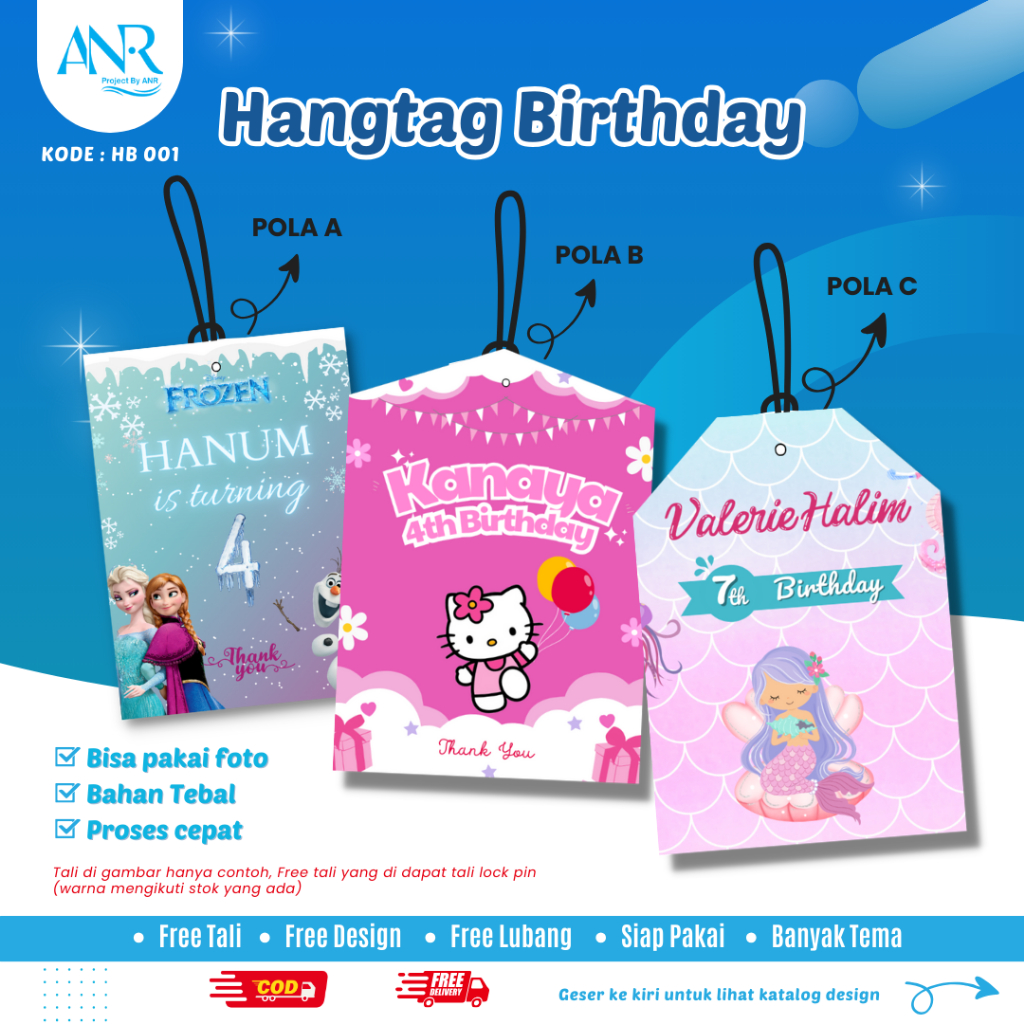 D01 Hangtag birthday custom | Hang Tag ulang tahun anak label hampers goodie bag bingkisan ultah fre