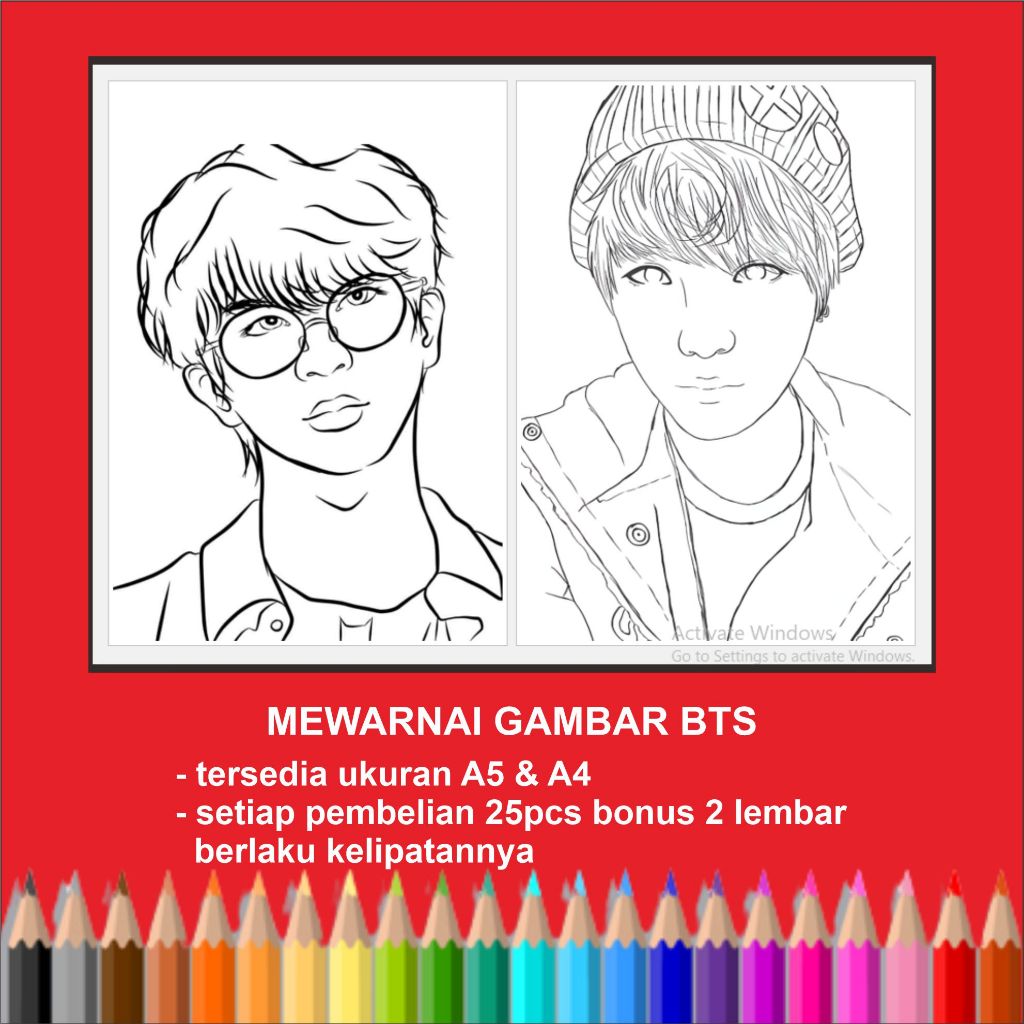 Kertas mewarnai Gambar K-POP BTS