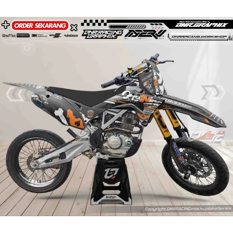 Decal Klx, Gordon, Dtracker, CRF, WR Supermoto/Motocross One1Nine Black Orange