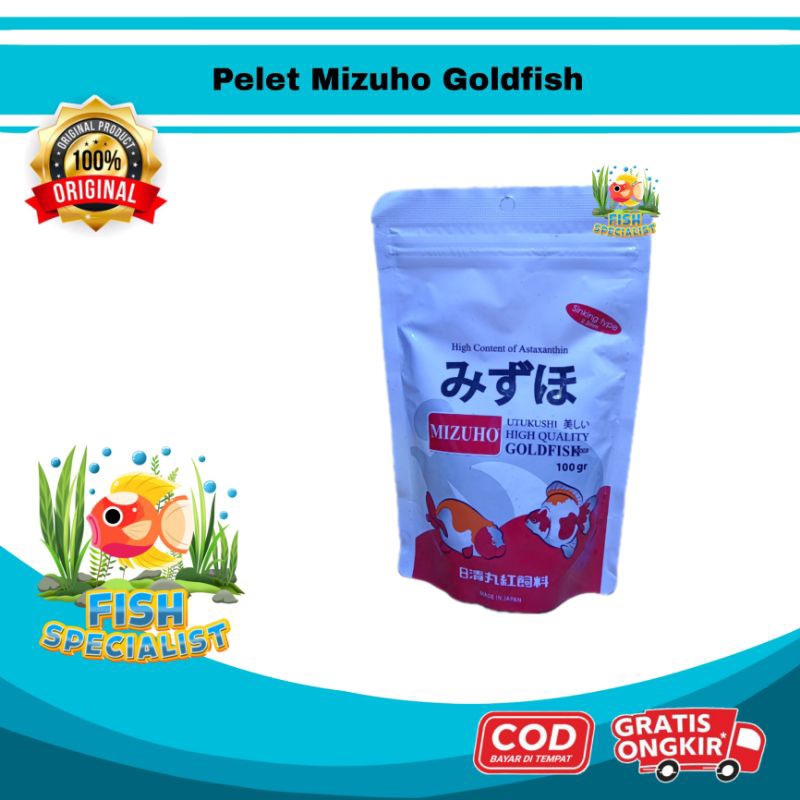 Pelet Mizuho Goldfish 100gram - Import Jepang Japan Pakan Ikan Mas Koki Maskoki Protein Tinggi