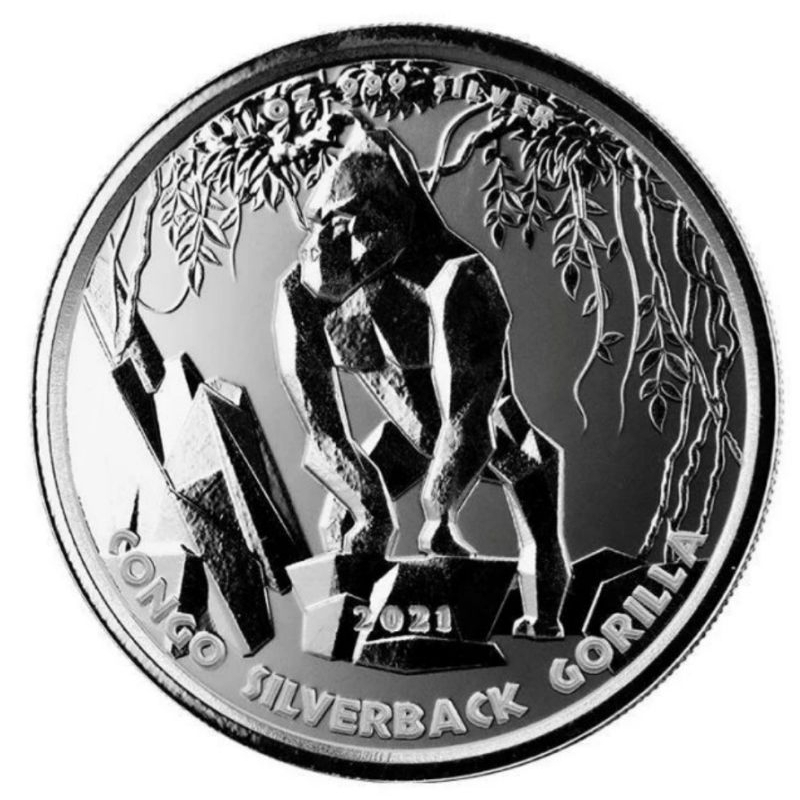 Perak Gorila congo 2021 1 oz silver coin