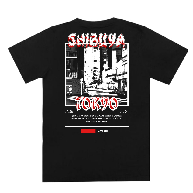 PRETO&BRANCO T-Shirt Kaos Streetwear Shibuya Tokyo